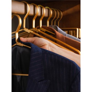 鋁合金衣架輕奢高級太空鋁衣服掛加粗掛衣不銹鋼掛衣架全鋁金色