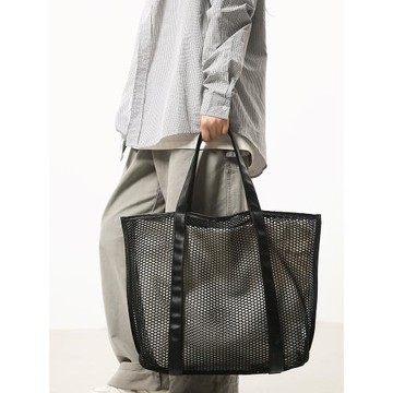 文藝風網眼單肩腋下包2025新款鏤空背包韓國購物袋透氣手提托特包