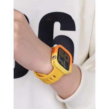 《台灣出貨》適用 APPLE WATCH 無顆粒硅膠錶帶 立體錶殼 錶帶+錶殼 錶帶套裝 S8 S7 S9 女士錶帶