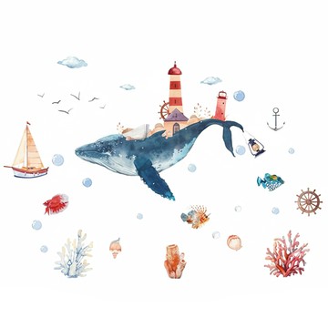 裝飾壁貼  101 x 138cm  北歐風海底世界 多色