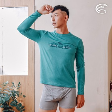 ADISI 男圓領抗靜電紗透氣快乾圖騰長袖上衣AL2321041 (S-XL) 雙色海青