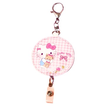 Hello Kitty 凱蒂貓 皮質伸縮證件扣 CA940 7.5 x 7cm  凱蒂貓圓邊  1個