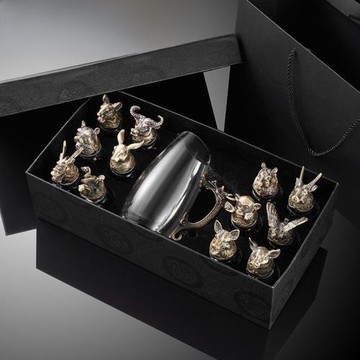 12只十二生肖白酒杯套裝分酒器水晶玻璃中式酒具小酒杯一口杯家用