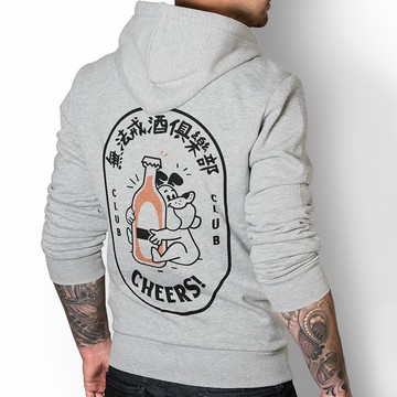 無法戒酒俱樂部 雙面印刷 中性帽T 刷毛 灰色 啤酒秋冬交換禮物