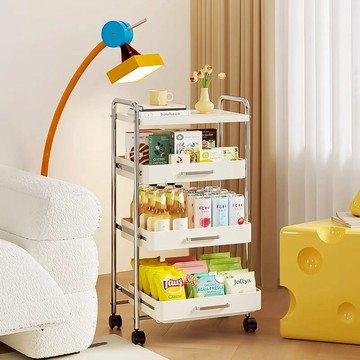 【多層收納】瓷洛雅零食架子置物架客廳高顏值多層收納架家用網紅可移動小推車