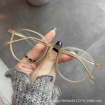 1911磨砂茶色TR90圓框小紅書ins抖音爆款近視防藍光眼鏡一件代發