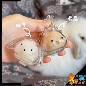 【台灣出貨】兔毛收納盒吊飾 扭蛋 兔毛髮存放膠囊 紀念收藏包 鑰匙扣 包掛件 膠囊包鑰匙扣 兔毛收納器 兔毛收集