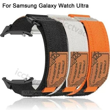 【免運】三星Galaxy Watch7 Ultra 47mm魔術貼錶帶皮標尼龍編織腕帶 三星魔術貼錶帶