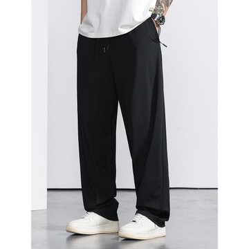 胖胖火星大碼男裝冰絲男士褲薄款直筒寬松長褲大碼運動速干休閑褲