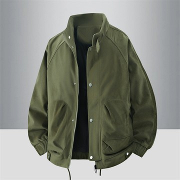 【HOT 本舖】男装男士休閒工裝夾克多口袋燈芯絨條紋翻領外套中年復古立領上衣