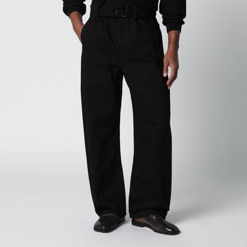 Black cotton trousers with belt