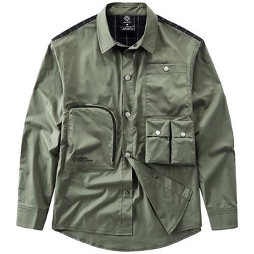 VIP多口袋長袖襯衫男士春秋工裝襯衣寬松機能外套純棉上衣ins潮牌