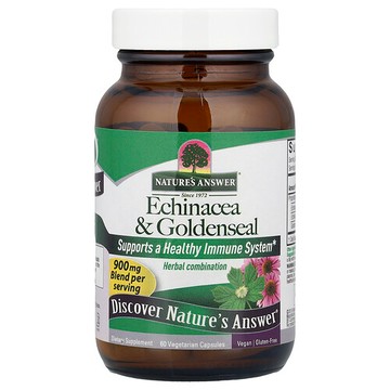 Nature's Answer, 松果菊和白毛茛，60 粒素食膠囊