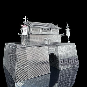 關 3D立體金屬建筑拼圖DIY手工制作益智拼裝模型玩具小擺件