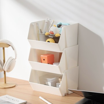 隔日到貨🔥桌面收納 文具收納 茶包收納 可疊 桌面可疊加收納盒 大開口收納 文具零食收納筐 多功能收納 辦公室桌上收納