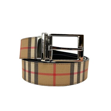 Burberry Vintage 格纹拼皮革雙面用腰帶皮帶