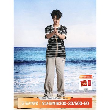 QUARTER IN NIGHT2025夏季新款條紋短袖T恤情侶