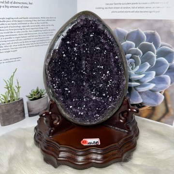 最頂烏拉圭 拋光皮 紫水晶恐龍蛋晶洞ESPa++✨83號2.429kg❤️閃閃滿天星晶牙 帝王紫 多彩瑪瑙 A1688