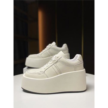 歐洲站2025秋季新款黑白撞色休閑運動鞋女坡跟增高網紅老爹鞋潮