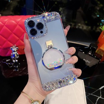 適用蘋果15手機殼14閃鉆13鏡頭鉆12透明殼11軟膠14plus包邊15proMax創意支架14max防摔iPhone15鑲鉆XS保護殼