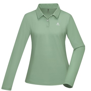 【50週年】女款長袖排汗抗菌POLO衫(A6PS2526W霧綠/經典百搭/快乾排汗衣)