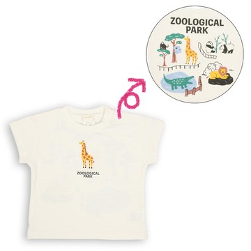 akachan honpo - 短袖T恤-背後印花-米白色