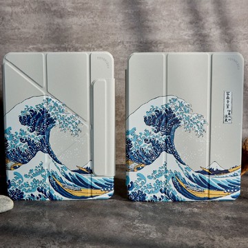 葛飾北齋神奈川沖浪裏強悍磁吸iPad三折/Y折保護殼