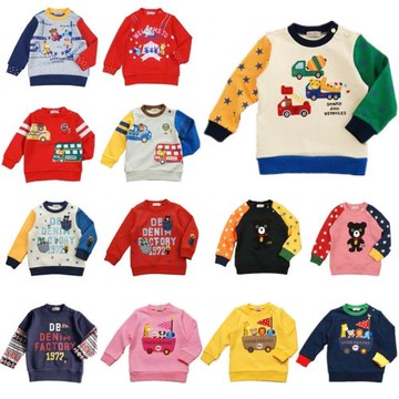 黑超Miki日系中小兒童春秋季男女全棉圓領毛圈長袖衛衣上衣小汽車