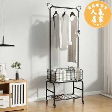 衣帽架 落地衣架 移動衣帽架 推車衣帽架 掛衣架臥室簡易晾衣服架子室內服裝店帶藍衣帽架移動小推車置物架