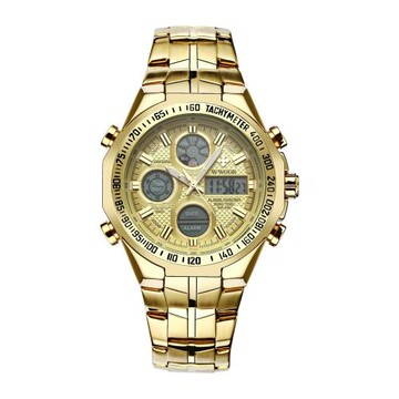 WWOOR 握愛8019電子手表 運動男表腕表  防水鋼帶石英表