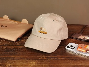 刺繡老帽 棒球帽 - 滑板麵包熊