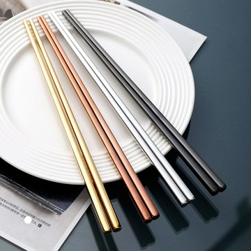 創意真空鍍鈦304不銹鋼筷子套裝 防燙單雙金屬筷子家用防潮防霉