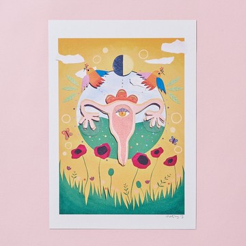 【精選】女性內在四季插畫｜上弦月春天