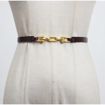 自留推薦真皮細腰帶掛鉤可調節連衣裙腰封大衣西裝裝飾收腰皮帶女