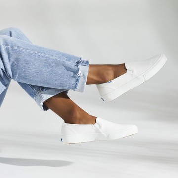 Keds DOUBLE DECKER LEATHER 質感皮革懶人鞋款 冰川白 WH59799