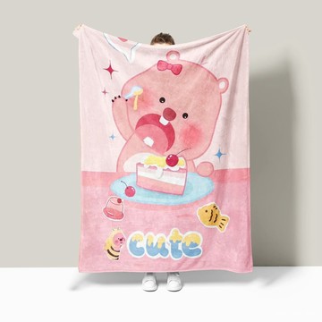 【臺灣-出貨】🚀可愛小海狸loopy法蘭絨男女孩臥室辦公家用毛毯小被子學生宿捨幼稚園卡通加厚毛毯披肩毯午睡毯睡毯 L3X