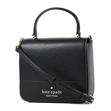 KATE SPADE 防刮十字紋翻蓋手提斜背二用方包-黑色