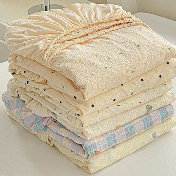 🔥優選好物🔥碎花雙層紗床笠三件套單件水洗棉床罩保護套雙人床單套罩 床包 床罩 床包組 簡約床包 床包三件套 床單套罩