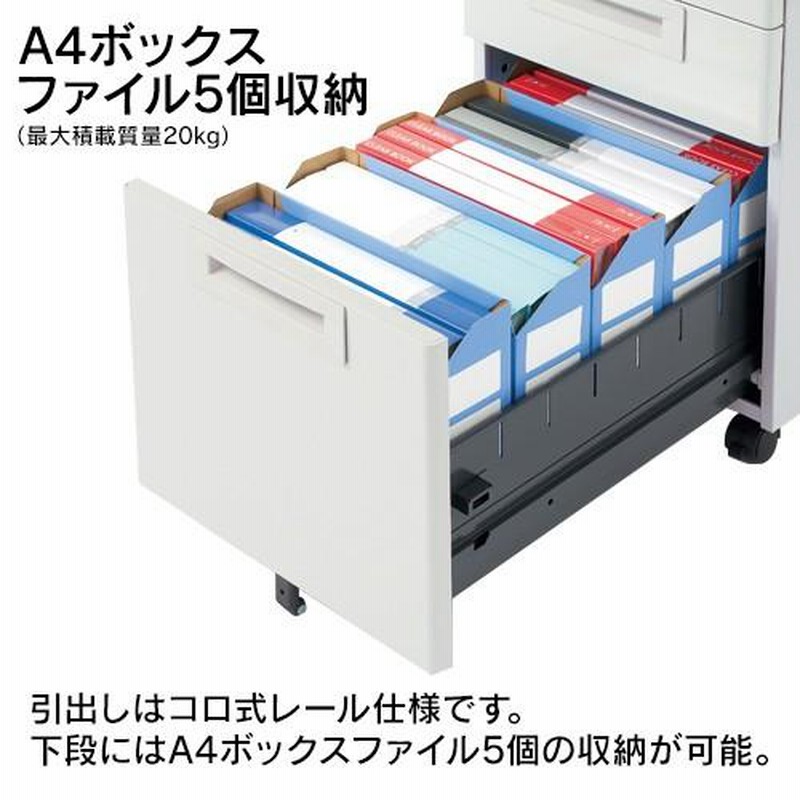 プラス 脇机2段 RJ-047D-A2 ホワイト 引出D - 家具、インテリア