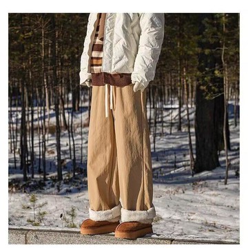 秋冬季新款寬鬆小眾休閒褲男韓版潮流百搭墜感闊腿拖地褲男