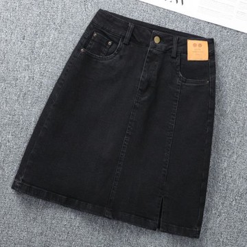 黑色牛仔裙女2024新款春秋季短裙高腰顯瘦百搭小個子a字裙半身裙