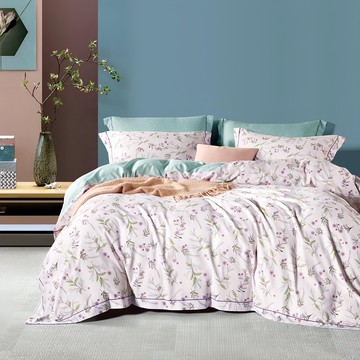 愛北鼻 台灣製 萊賽爾鋪棉兩用被套 pt288 含提袋  1入  粉紫碎花  180 x 210cm