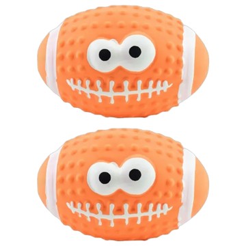 搞怪大眼乳膠橄欖球寵物玩具  橘色  2個  大號