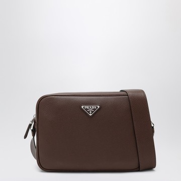 Burnt brown leather crossbody bag
