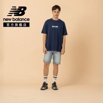 【New Balance】圖案短袖上衣_男性_深藍色_MT61B2STNNY