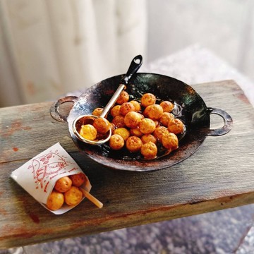 地瓜 地瓜球 夜市 點心 小吃 番薯 袖珍 手作 迷你 食玩 微型