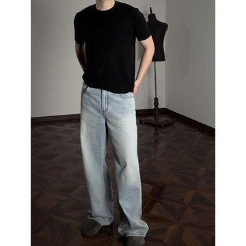 Oclin軟糯絲滑美麗諾羊毛天絲混紡正肩短袖SlimFit微廓小領口 S05