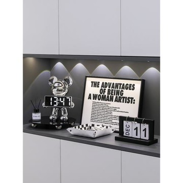 暴力熊入戶玄關擺件客廳電視柜鞋柜家居裝飾品高級感時鐘喬遷禮物