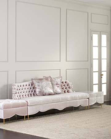 Valentina Sofa, Ottoman, and Marble-Top Side Table