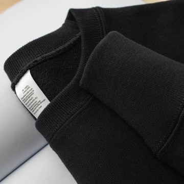 黑色加絨圓領衛衣女 2021秋冬新款純色寬松簡約休閑重磅打底衫男